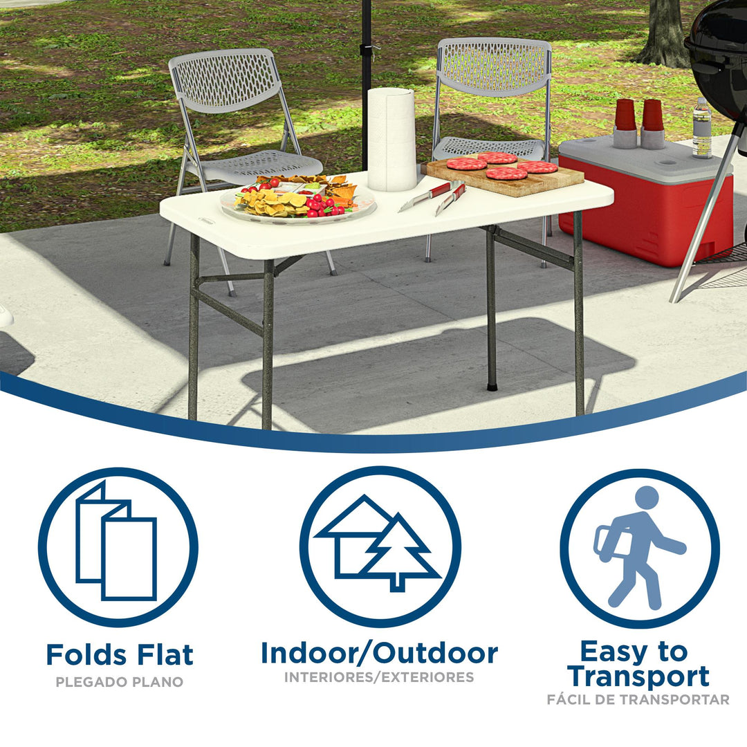 48 Inch Straight Folding Utility Table with 200 lb Weight Capacity - White - 1-Pack