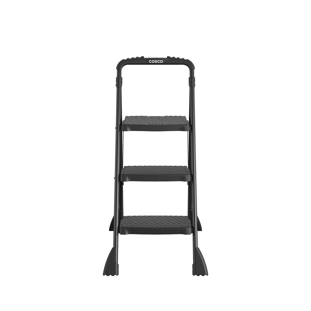 COSCO 3-Step Ladder, Folding Step Stool with Top Cap, Anti-Slip Steps, 250 lbs. Capacity - Black