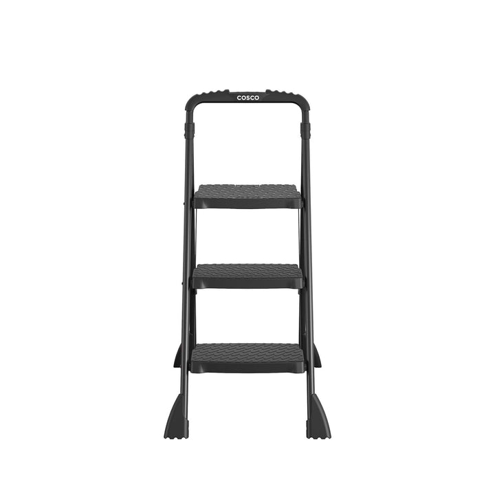 COSCO 3-Step Ladder, Folding Step Stool with Top Cap, Anti-Slip Steps, 250 lbs. Capacity - Black