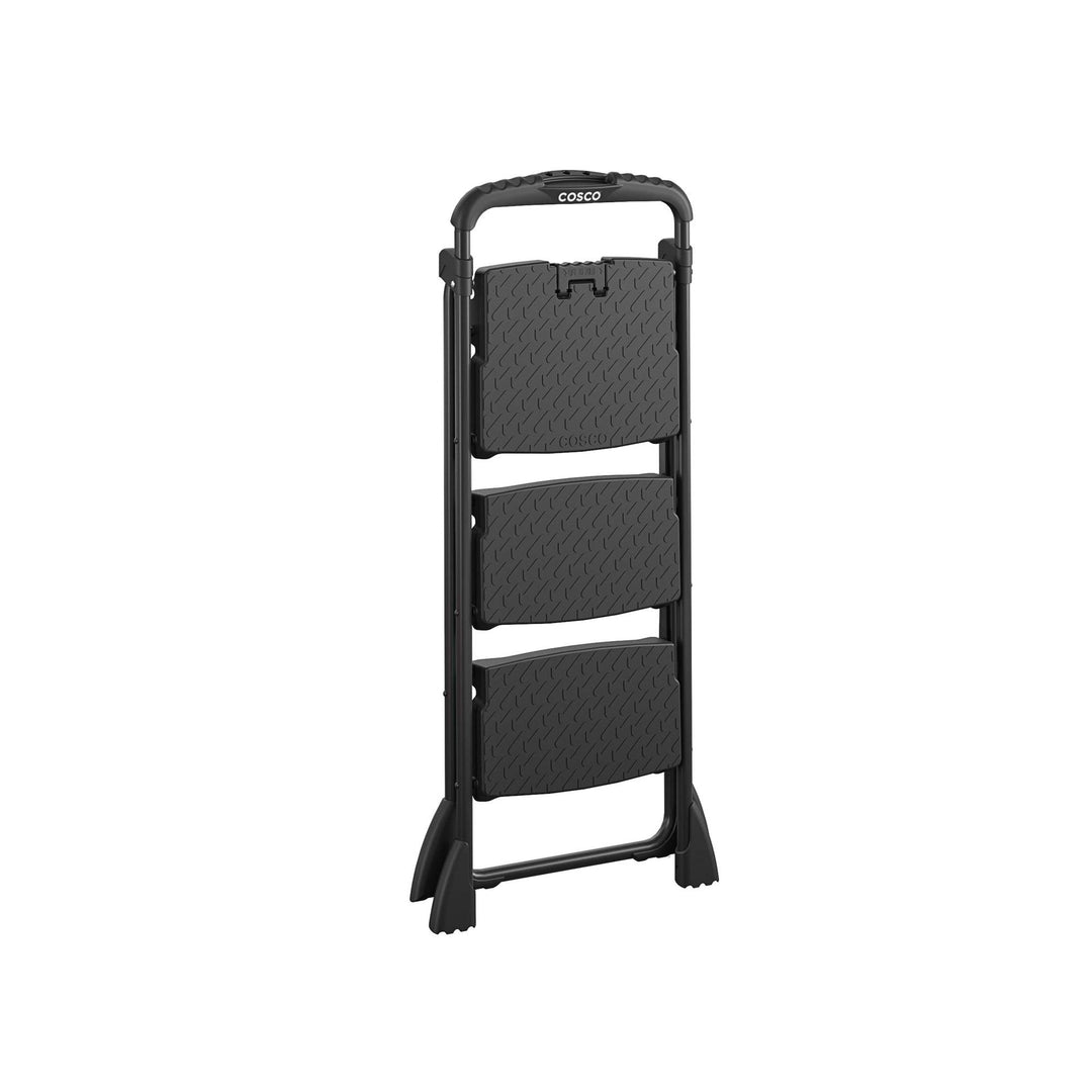 COSCO 3-Step Ladder, Folding Step Stool with Top Cap, Anti-Slip Steps, 250 lbs. Capacity - Black