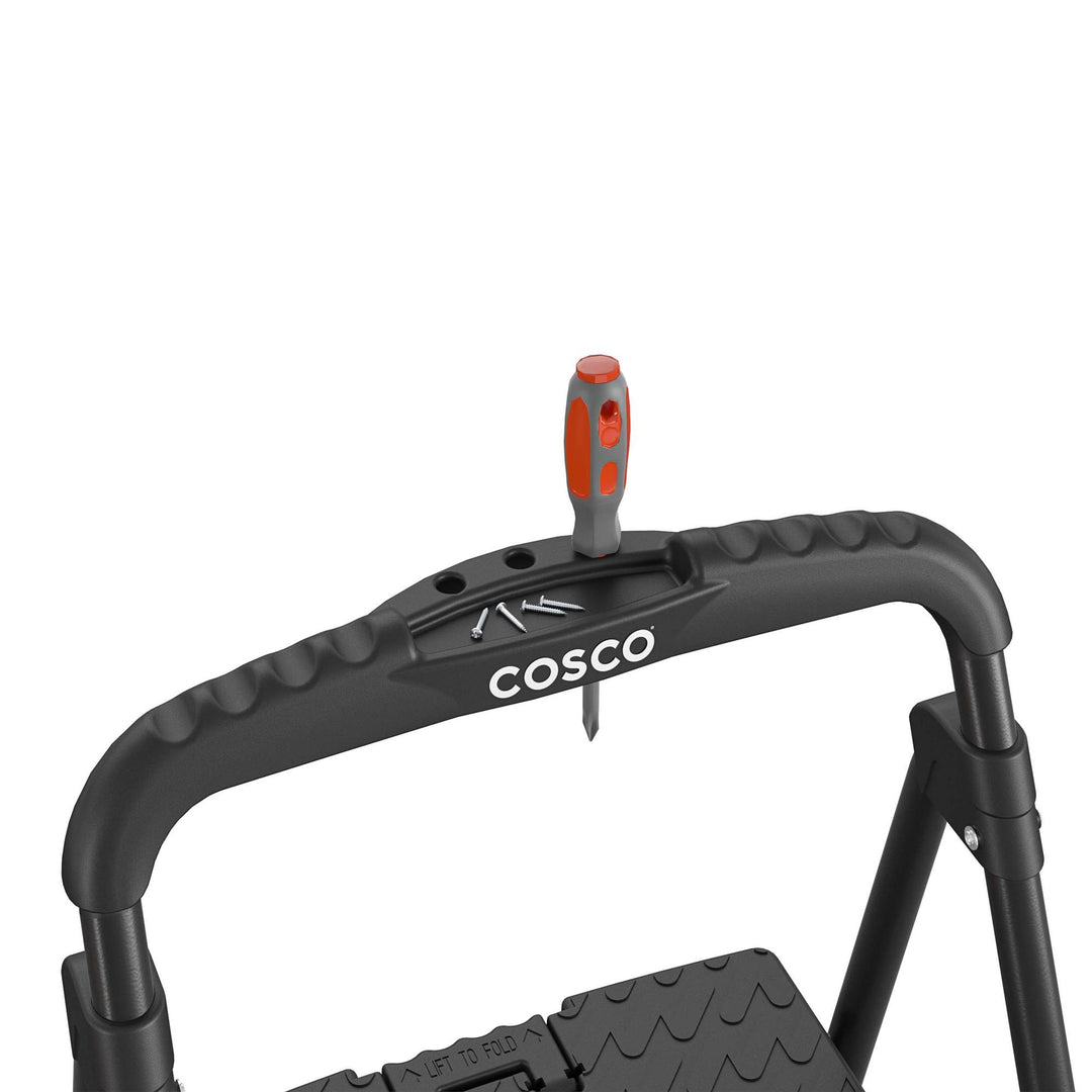 COSCO 3-Step Ladder, Folding Step Stool with Top Cap, Anti-Slip Steps, 250 lbs. Capacity - Black