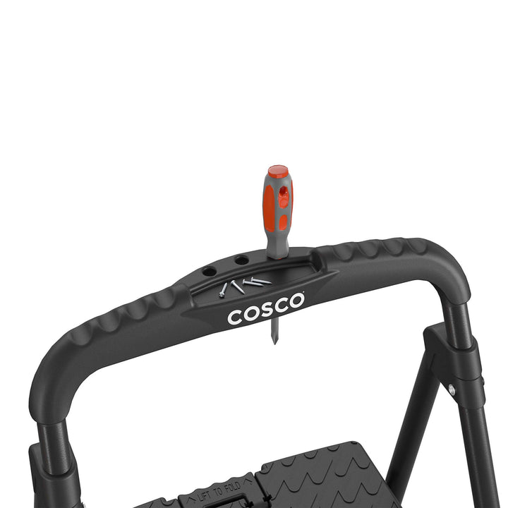 COSCO 3-Step Ladder, Folding Step Stool with Top Cap, Anti-Slip Steps, 250 lbs. Capacity - Black