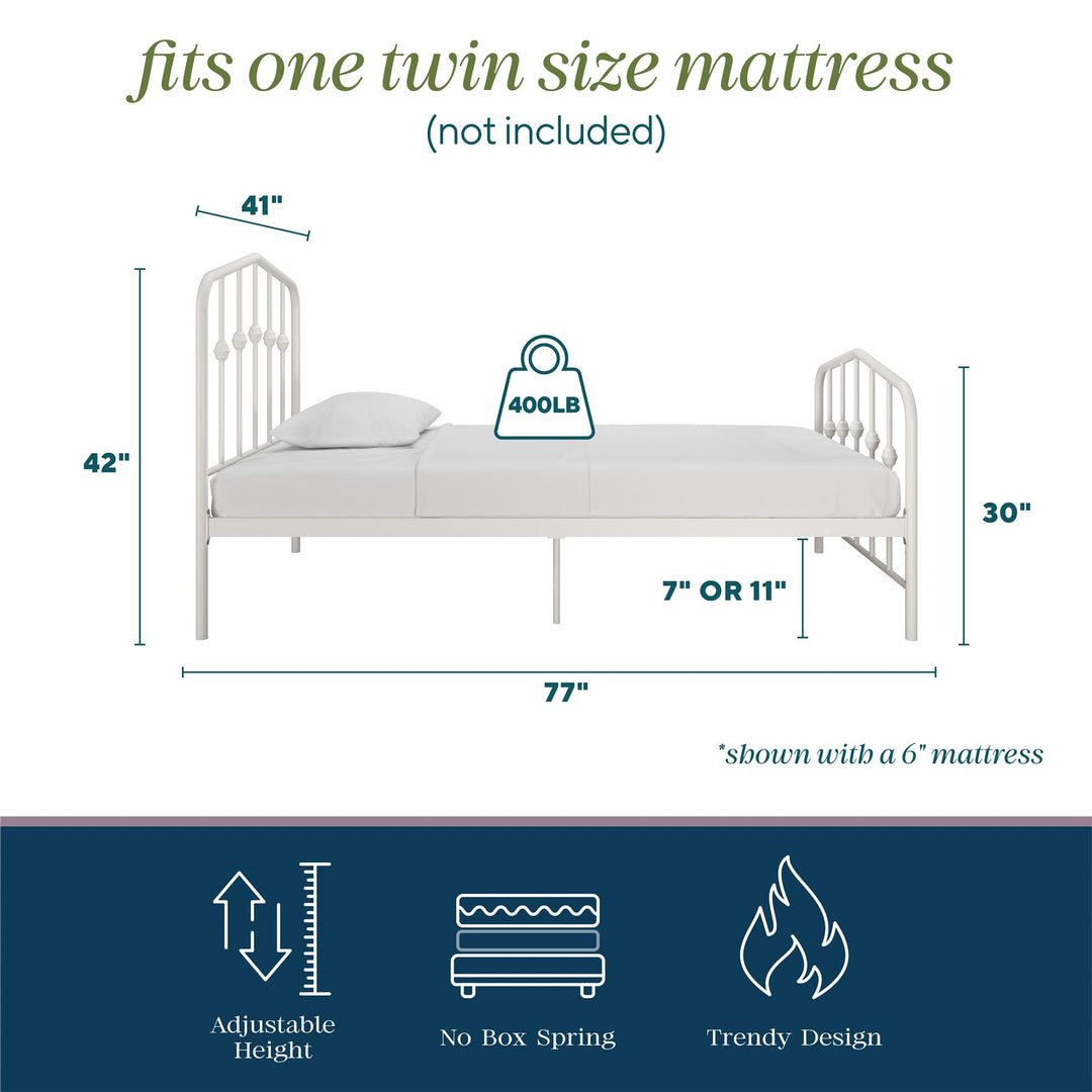 Bushwick Metal Platform Bed - Off White - Twin