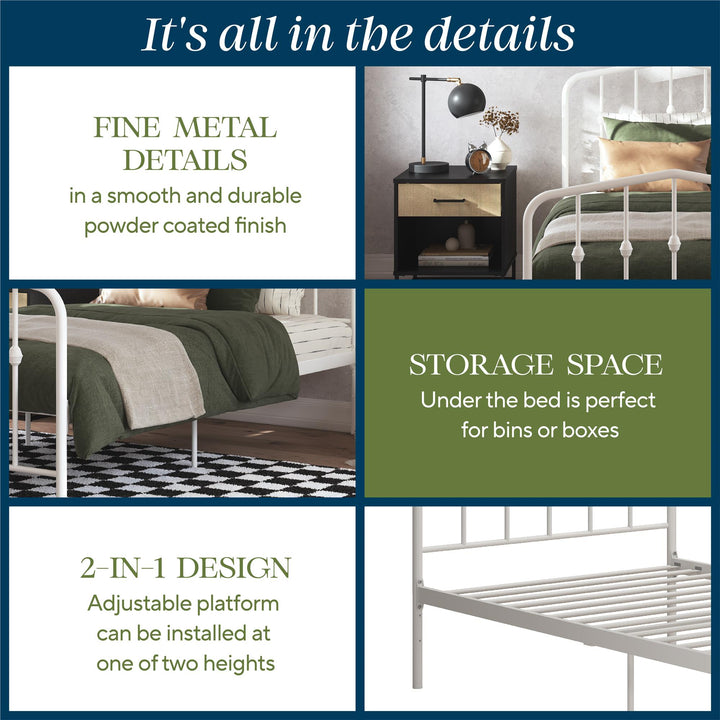 Bushwick Metal Platform Bed - Off White - Twin