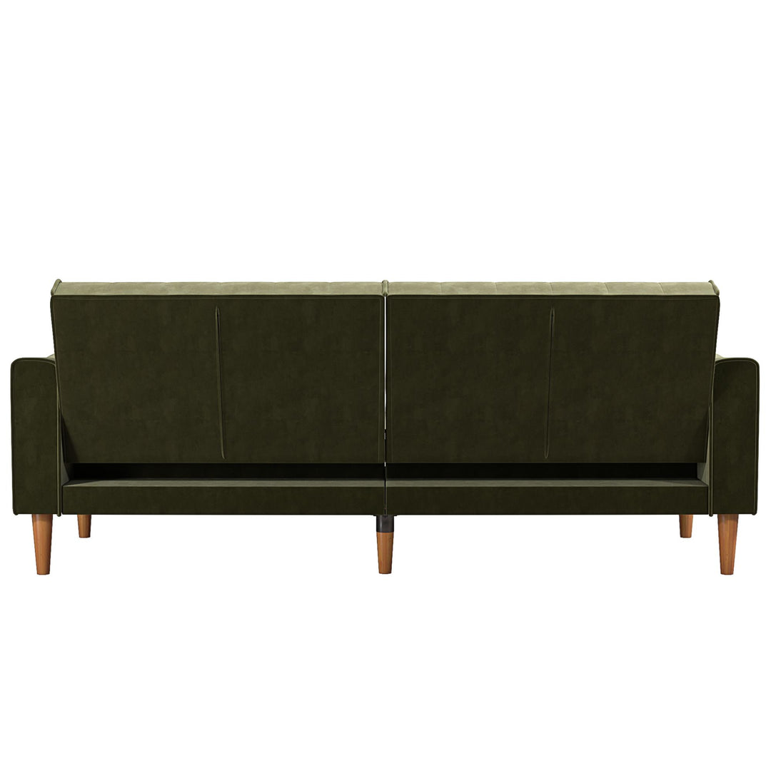 Stella Vintage Convertible Sofa Bed Futon - Olive Green Velvet - 3-Seater