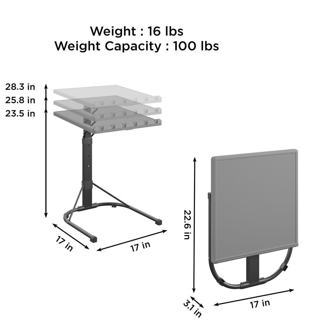 Multi-Functional Adjustable Height Personal Folding Activity Table - Gray - 1-Pack