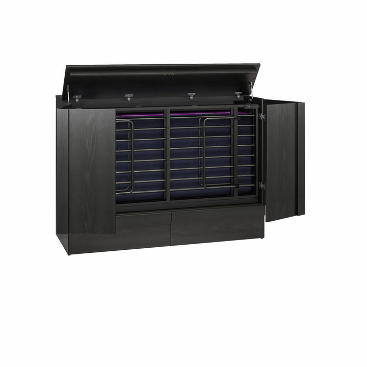 Paramount Trifold Cabinet Murphy Bed with Mattress and Storage Drawers - Black Oak - Queen