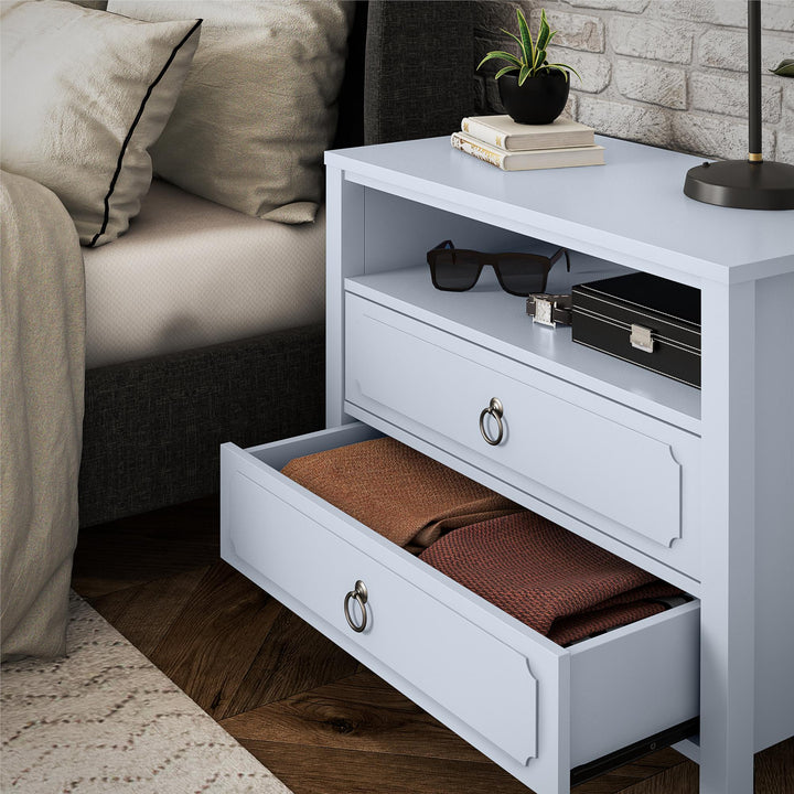 Her Majesty 2 Drawer Nightstand with 1 Open Cubby and 2 Drawers - Powder Blue