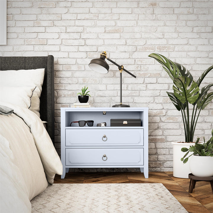 Her Majesty 2 Drawer Nightstand with 1 Open Cubby and 2 Drawers - Powder Blue