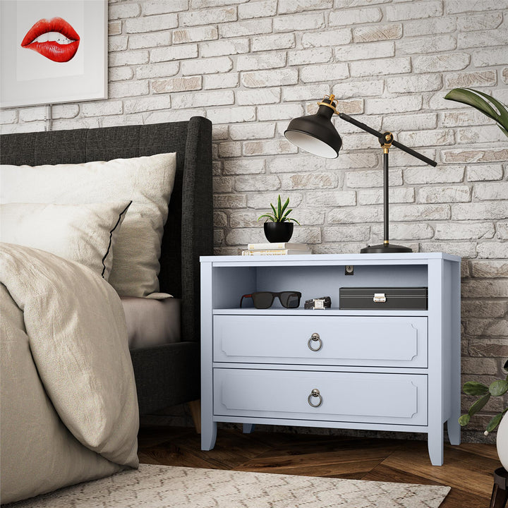 Her Majesty 2 Drawer Nightstand with 1 Open Cubby and 2 Drawers - Powder Blue