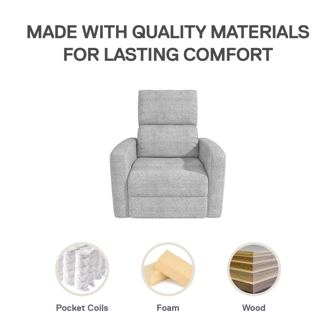 Lukas Upholstered Swivel Recliner Chair - Light Gray - 1-Seater
