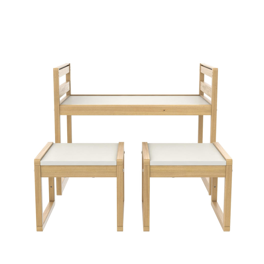 Signy Kids Table and 2 Chairs Set with Adjustable Heights - Blonde Oak