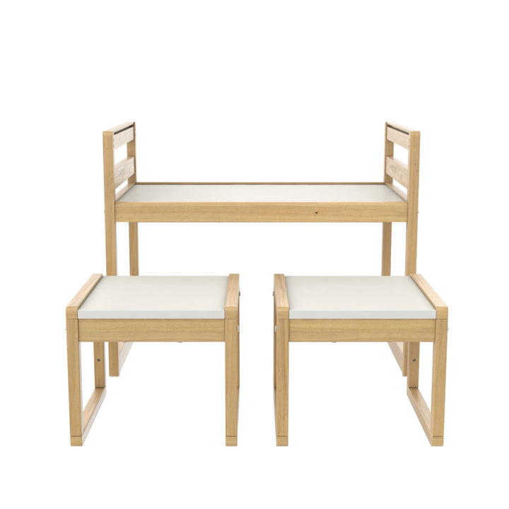 Signy Kids Table and 2 Chairs Set with Adjustable Heights - Blonde Oak
