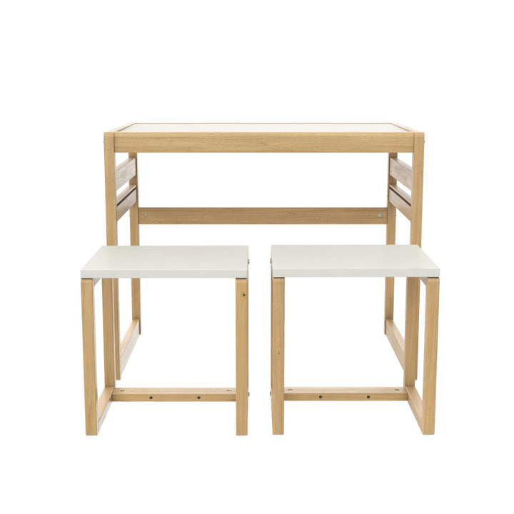 Signy Kids Table and 2 Chairs Set with Adjustable Heights - Blonde Oak