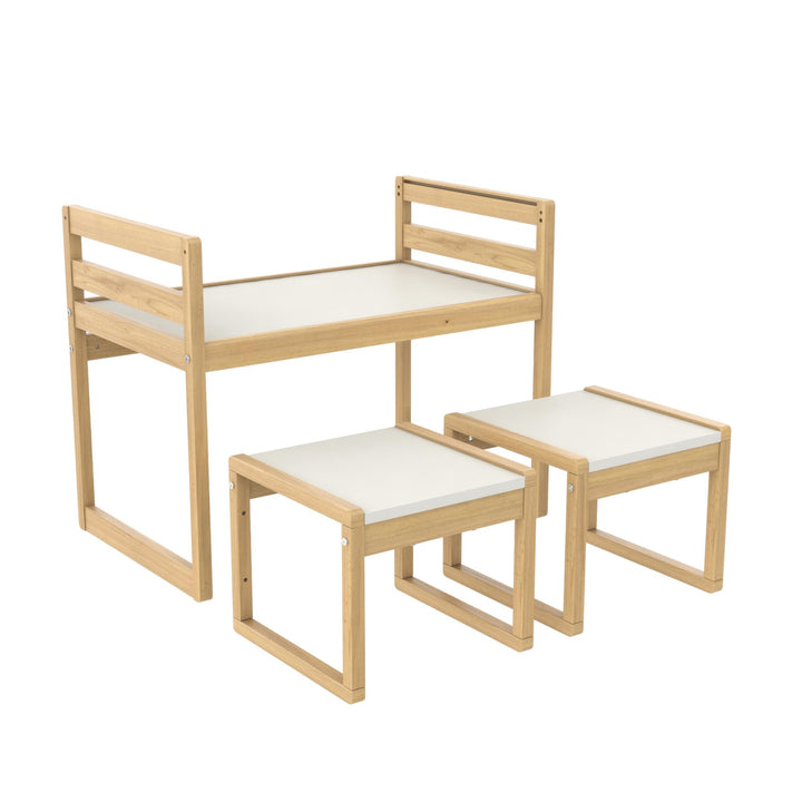 Signy Kids Table and 2 Chairs Set with Adjustable Heights - Blonde Oak