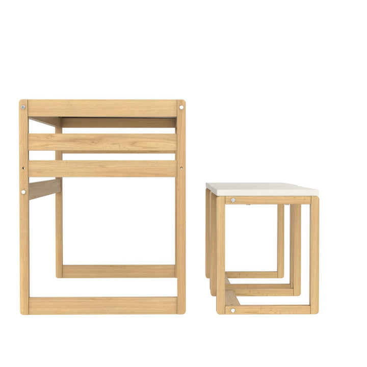 Signy Kids Table and 2 Chairs Set with Adjustable Heights - Blonde Oak