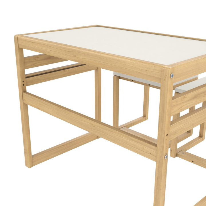 Signy Kids Table and 2 Chairs Set with Adjustable Heights - Blonde Oak