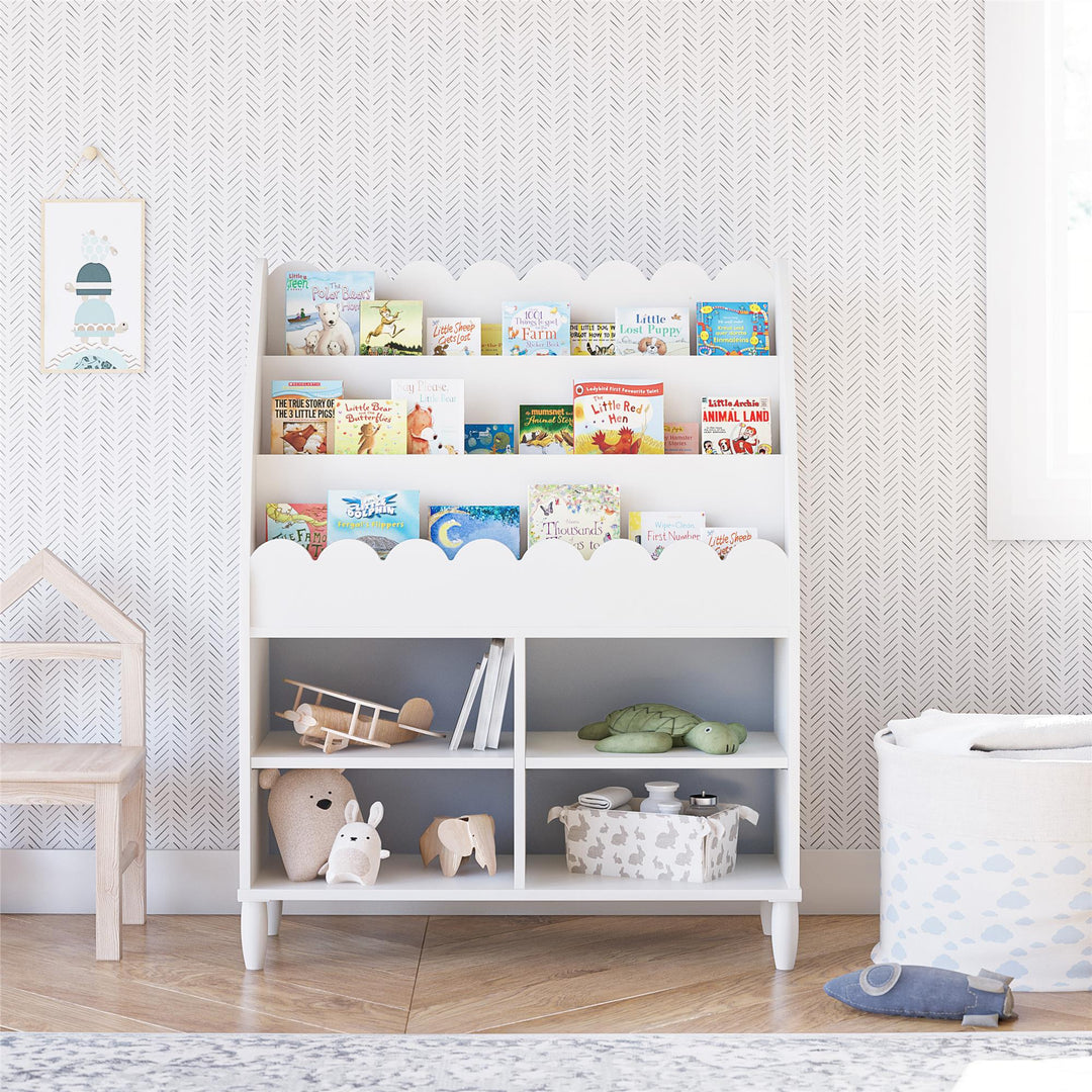 Cloud Kids' Bookshelf with Toy Storage Organizer - White
