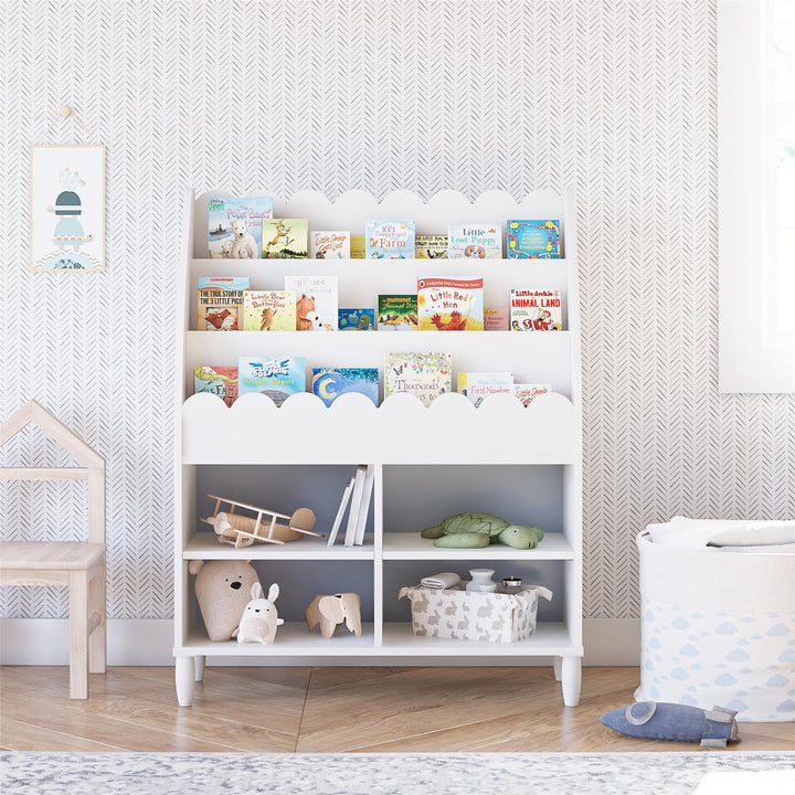Cloud Kids' Bookshelf with Toy Storage Organizer - White