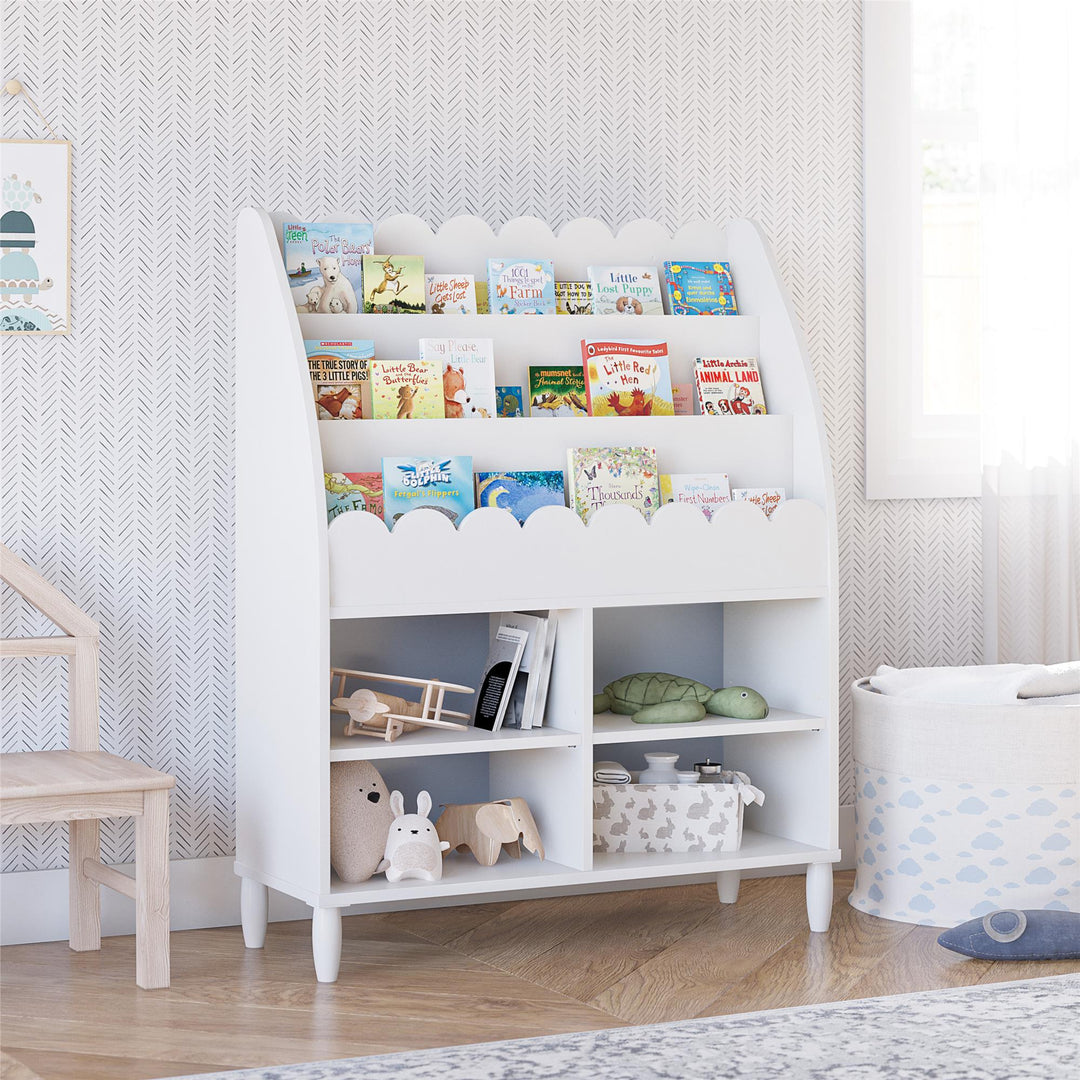 Cloud Kids' Bookshelf with Toy Storage Organizer - White
