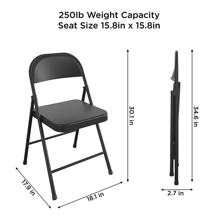 All Steel Smartfold Folding Chair, 10 Pack, Black - Black