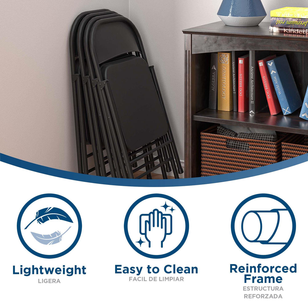 All Steel Smartfold Folding Chair, 10 Pack, Black - Black