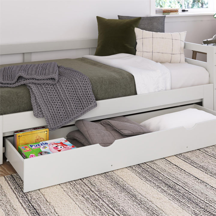 Rhodes Twin to King Wood Daybed with Storage Drawer - White - Twin to King