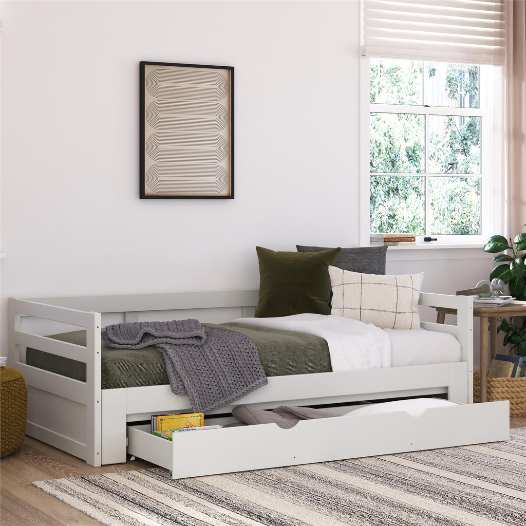 Rhodes Twin to King Wood Daybed with Storage Drawer - White - Twin to King