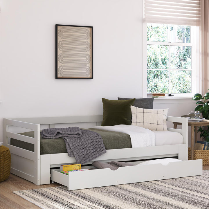 Rhodes Twin to King Wood Daybed with Storage Drawer - White - Twin to King