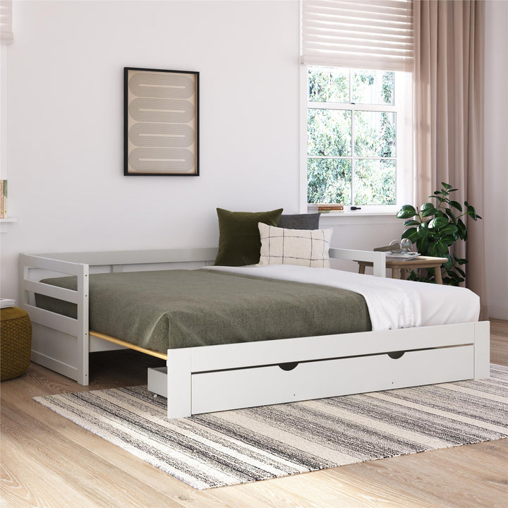 Rhodes Twin to King Wood Daybed with Storage Drawer - White - Twin to King