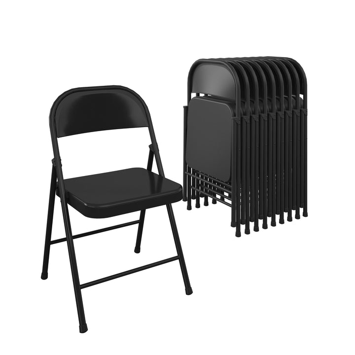 All Steel Smartfold Folding Chair, 10 Pack, Black - Black