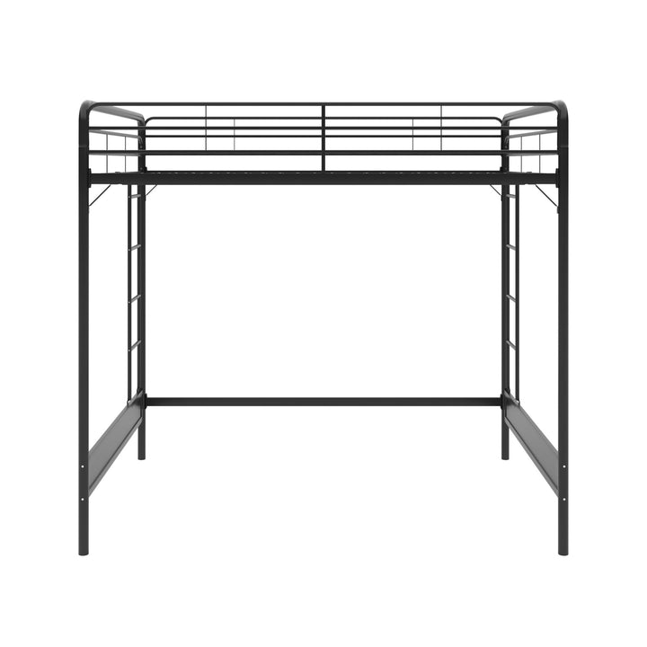 Colten Raised Loft Bed with Metal Frame and Bottom Nook - Black - Full