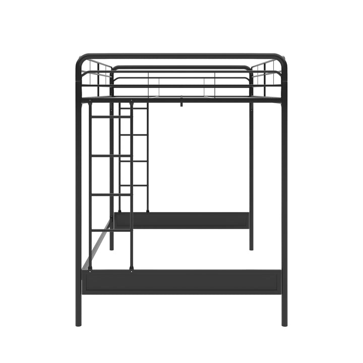 Colten Raised Loft Bed with Metal Frame and Bottom Nook - Black - Full