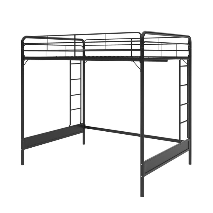 Colten Raised Loft Bed with Metal Frame and Bottom Nook - Black - Full