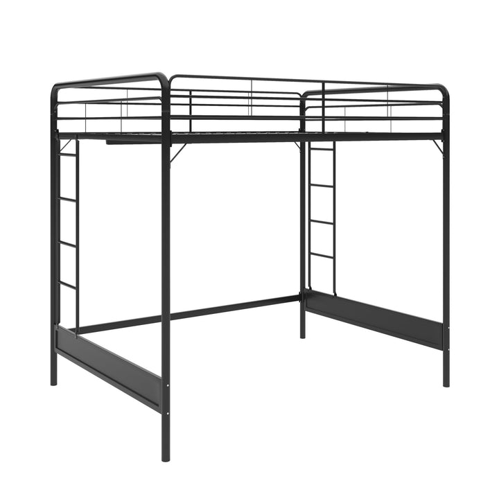 Colten Raised Loft Bed with Metal Frame and Bottom Nook - Black - Full