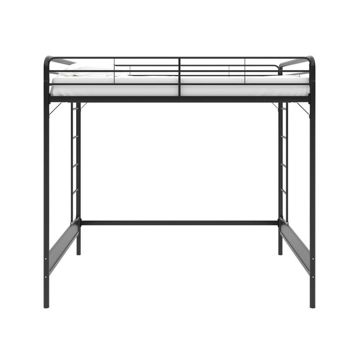 Colten Raised Loft Bed with Metal Frame and Bottom Nook - Black - Full