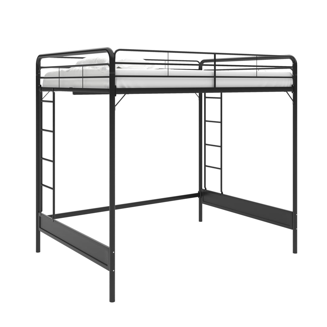 Colten Raised Loft Bed with Metal Frame and Bottom Nook - Black - Full