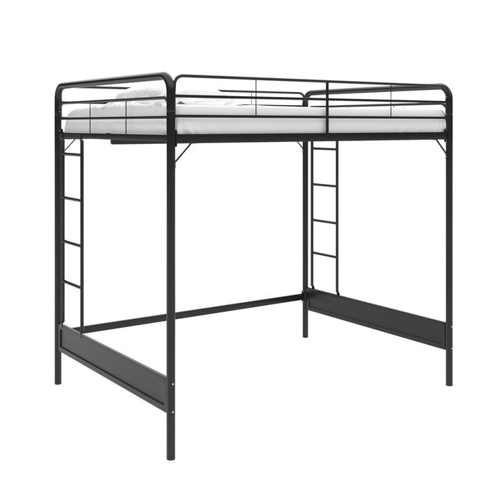 Colten Raised Loft Bed with Metal Frame and Bottom Nook - Black - Full