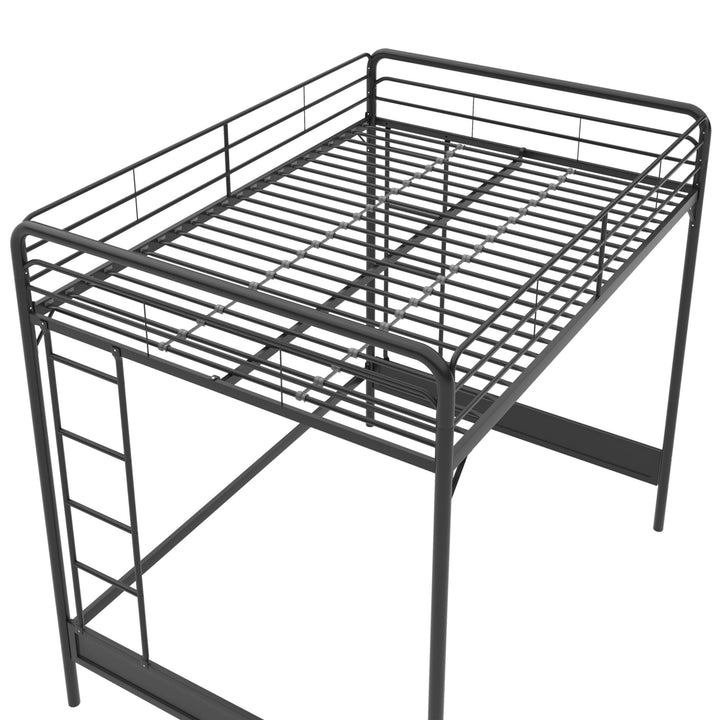 Colten Raised Loft Bed with Metal Frame and Bottom Nook - Black - Full