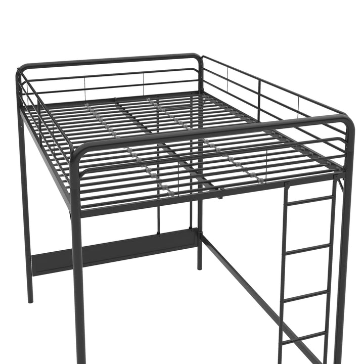 Colten Raised Loft Bed with Metal Frame and Bottom Nook - Black - Full