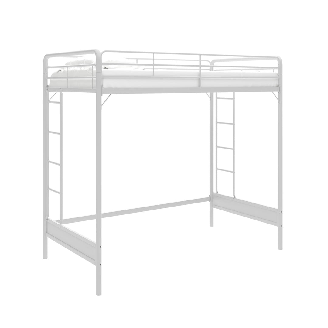 Colten Raised Loft Bed with Metal Frame and Bottom Nook - White - Twin
