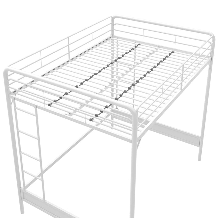 Colten Raised Loft Bed with Metal Frame and Bottom Nook - White - Full