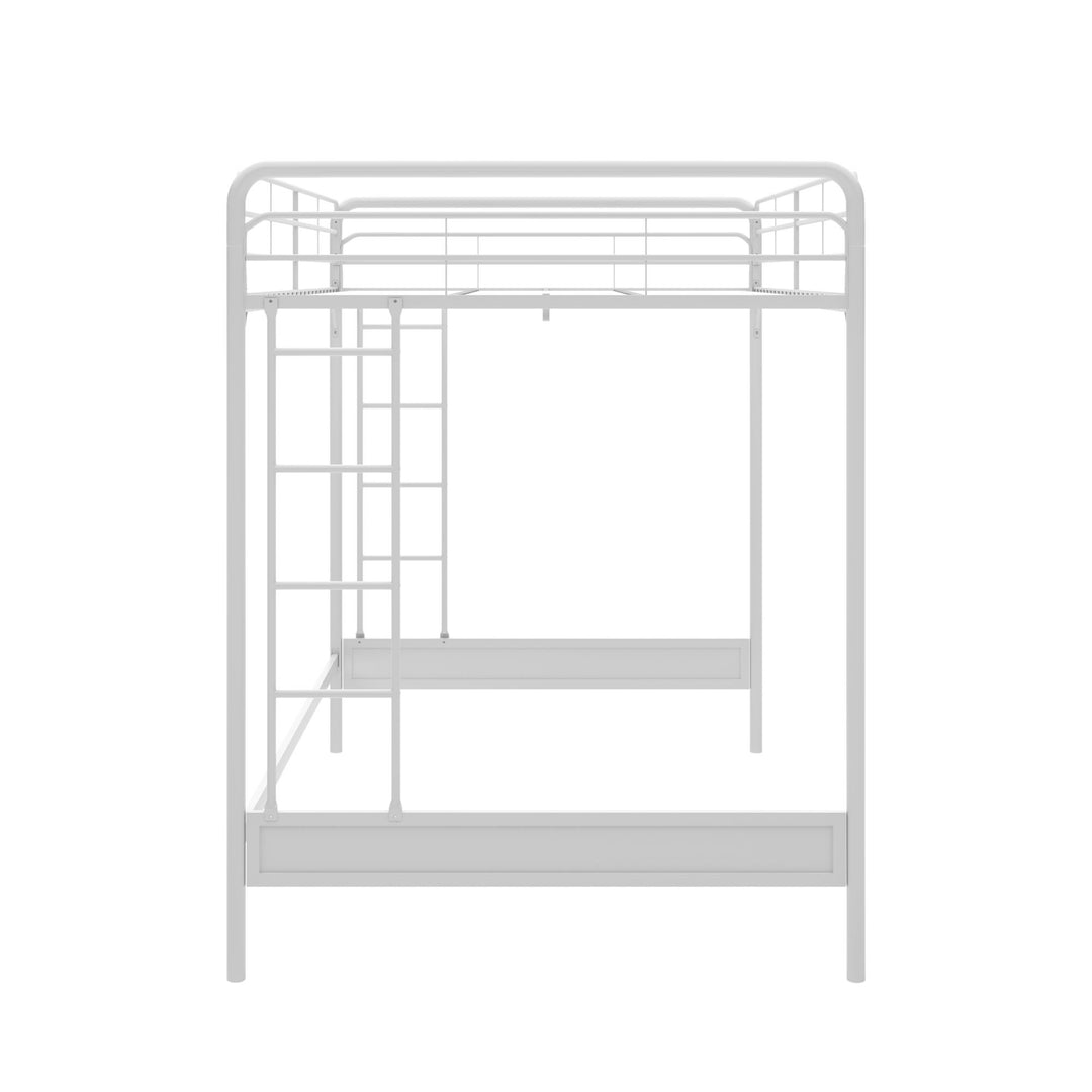 Colten Raised Loft Bed with Metal Frame and Bottom Nook - White - Full