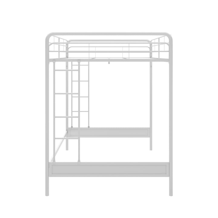 Colten Raised Loft Bed with Metal Frame and Bottom Nook - White - Full