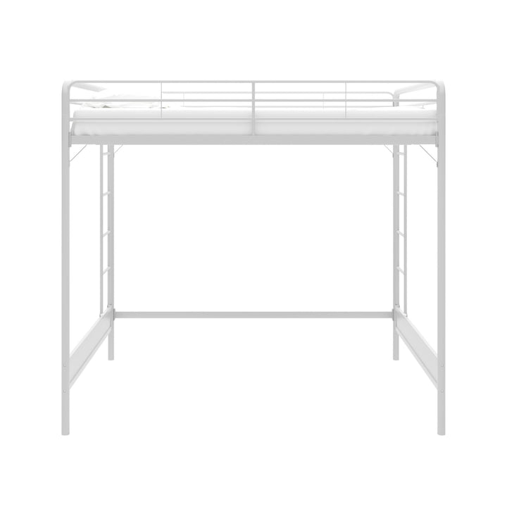 Colten Raised Loft Bed with Metal Frame and Bottom Nook - White - Full
