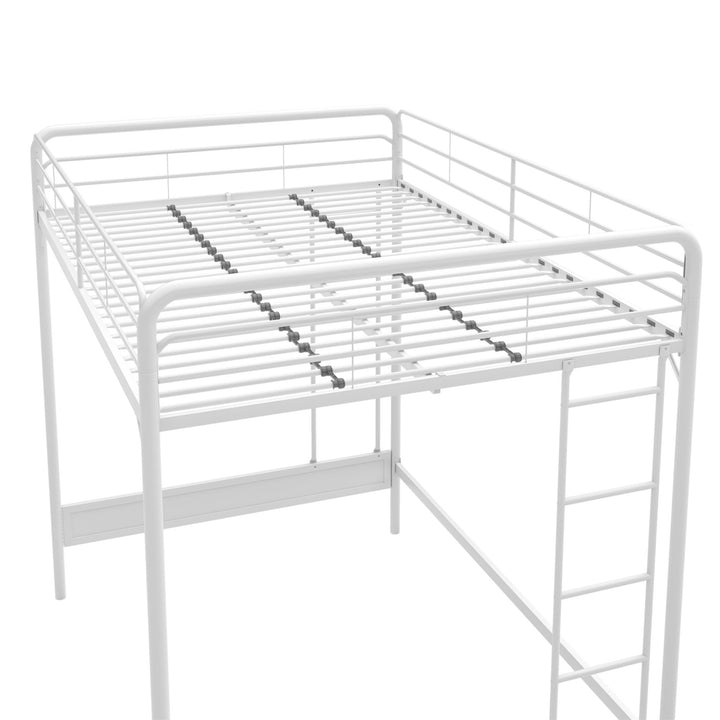 Colten Raised Loft Bed with Metal Frame and Bottom Nook - White - Full