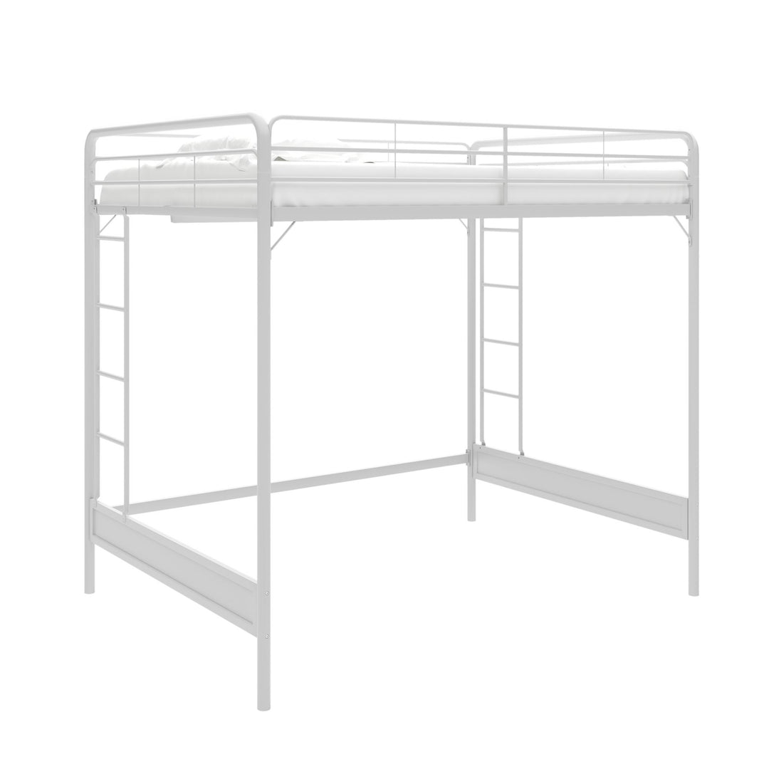 Colten Raised Loft Bed with Metal Frame and Bottom Nook - White - Full