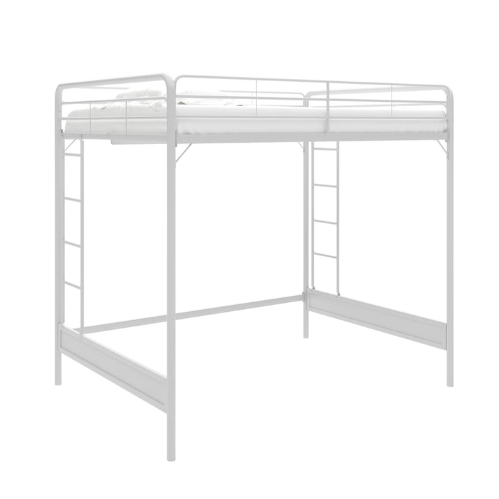 Colten Raised Loft Bed with Metal Frame and Bottom Nook - White - Full