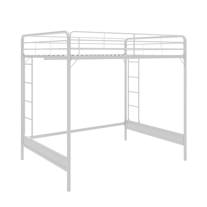 Colten Raised Loft Bed with Metal Frame and Bottom Nook - White - Full
