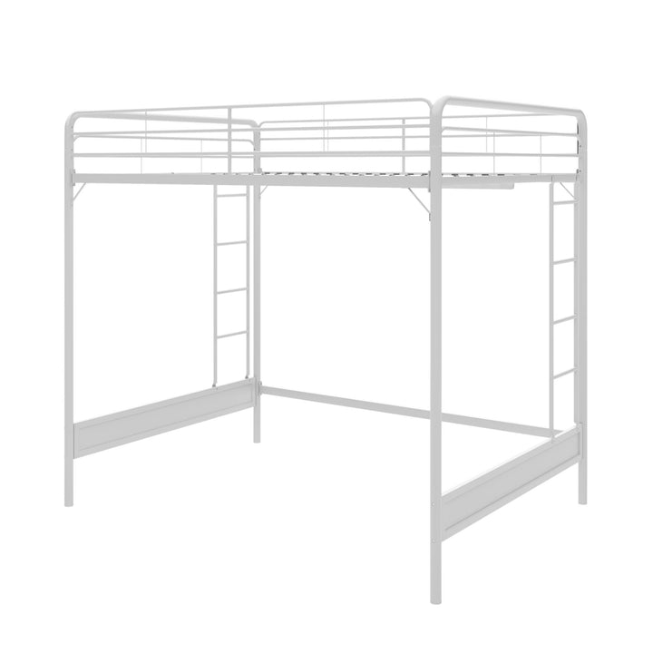 Colten Raised Loft Bed with Metal Frame and Bottom Nook - White - Full